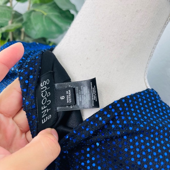 Enfocus Studio Blue Sequins Cocktail Mini Glitter Dress - Picture 6 of 6